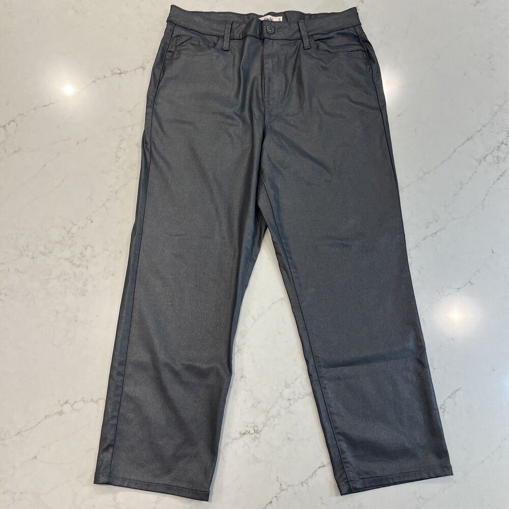 Edgely Womens Sz 16 Dark Gray‎ Pants Slim Straight Ankle High Rise Shiny Shimmer